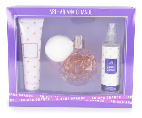 Set Perfume + Body Mist + Body Souffle Para Mujer Ariana Grande Ari Eau De Parfum 100 ml