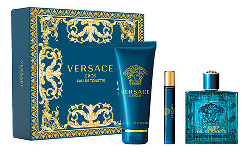 Versace Eros Set De 3 Pz Con Miniatura Para Hombre