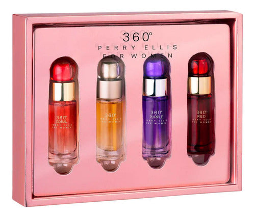 Set Mini Perry Ellis 360º Women 7.5ml Edt (4pzs) Volumen De La Unidad 7.5 Ml