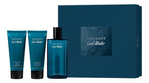 Set Davidoff Cool Water Man Edt 125 Ml + 75 Ml + 75 Ml